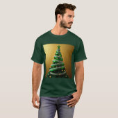 Groene Lint Kerstboom Zilveren Sparkles T-shirt (Voorkant volledig)