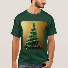 Groene Lint Kerstboom Zilveren Sparkles T-shirt