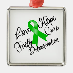 Groene lint-liefdeshoopbepaling metalen ornament