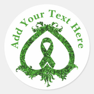 Groene Lint Mentale Gezondheid en Kankerbewustzij Ronde Sticker