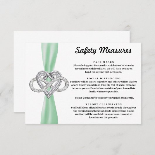 Groene Lint Oneindigheids Hartveiligheidsmaatregel Informatiekaartje (Voorkant / Achterkant)