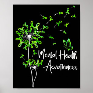 Groene lint paardenbloem vlinder geestelijke gezon poster