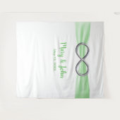 Groene lint zilveren oneindigheids trouw achtergro wandkleed (Voorkant (horizontaal))