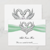 Groene lint Zilveren Zwanen Tafelkaart Kaart (Voorkant / Achterkant)