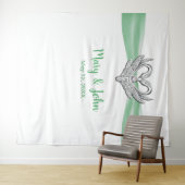 Groene Lint Zilveren Zwanen Trouwachtergrond Wandkleed (In Situ (horizontaal))