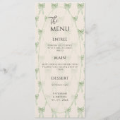 Groene linten boog frame elegante trouw menu (Voorkant)