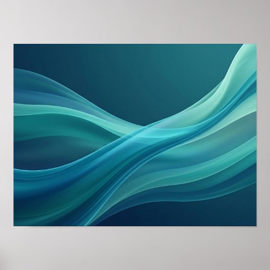 Groene Lintgolvende Abstracte Poster (Voorkant)