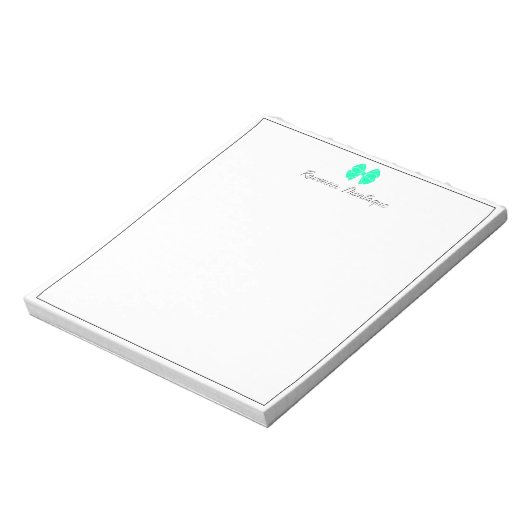 Groene Lintrand Geschrift Aangepaste Naam Schrift Notitieblok (Linkerzijde)