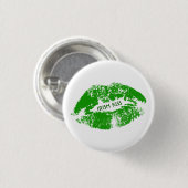 Groene Lippen Ierse Kus Ronde Button 3,2 Cm (Voorkant /achterkant)