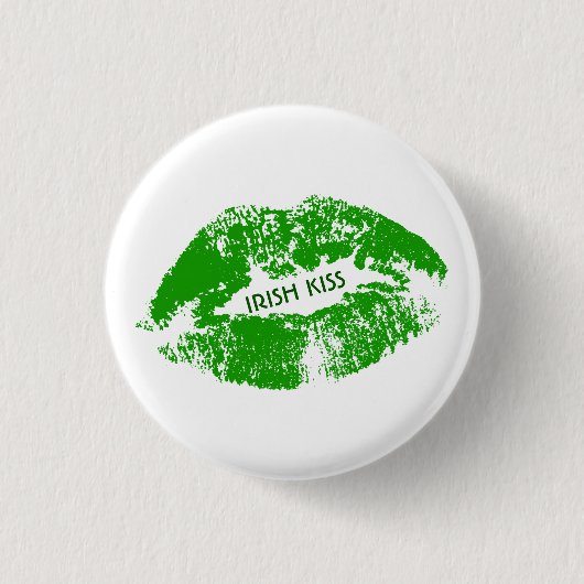 Groene Lippen Ierse Kus Ronde Button 3,2 Cm (Voorkant)