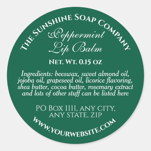 Groene lippenbalsem tin label (Voorkant)