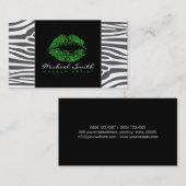 Groene Lips Makeup Artis Modern Zebra Huid Visitekaartje (Voorkant / Achterkant)
