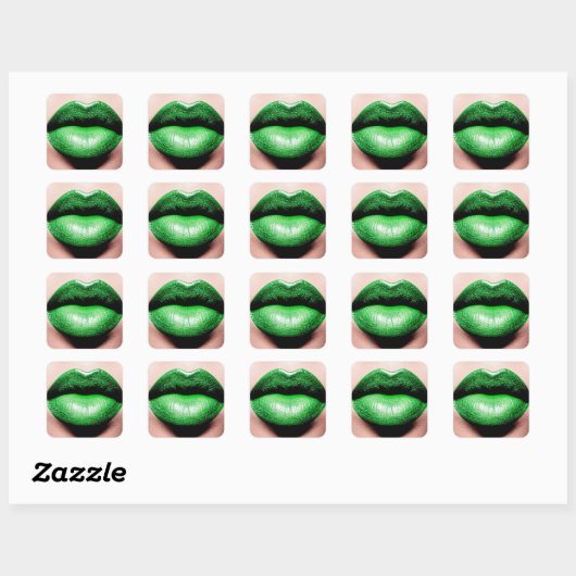 Groene lipstick Square Sticker (Vel)