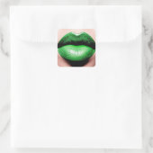 Groene lipstick Square Sticker (Tas)