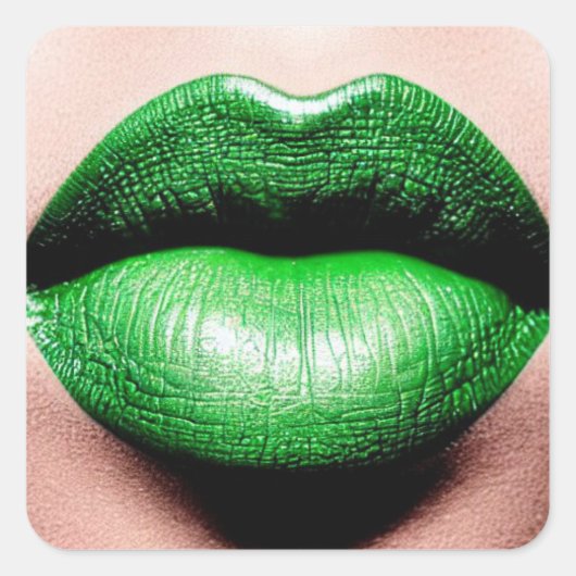 Groene lipstick Square Sticker (Voorkant)
