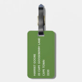 Groene Loerie-kleurnaam Bagagelabel (Achterkant verticaal)