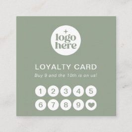 Groene Logo Eenvoudige Professionele Loyaltykaart Vierkante Visitekaartje