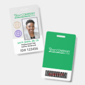 Groene Logo Pasfoto ID Personeelsingang Sleutelkaa Badge (Voor- en achterkant)