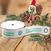 Groene Logo & Sneeuwvlokken Zakelijke Logo Kerst Grosgrain Lint