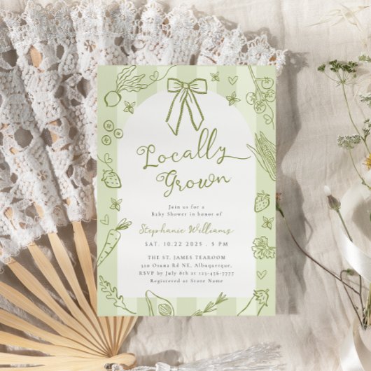 Groene lokaal geteelde boeren Baby shower uitnodig Kaart