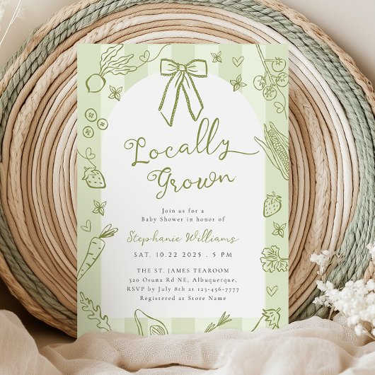 Groene lokaal geteelde boeren Baby shower uitnodig Kaart