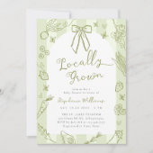 Groene lokaal geteelde boeren Baby shower uitnodig Kaart (Voorkant)