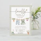 Groene Lokale Tweeling Baby Borrel Kaart (Staand voorkant)
