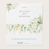 Groene loof botanische bruiloft plaats kaart (Buitenkant ongevouwen)