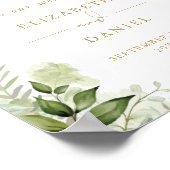Groene Loof Bruiloft Gouden Welkomstbord Poster (Hoek)