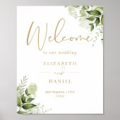 Groene Loof Bruiloft Gouden Welkomstbord Poster (Voorkant)