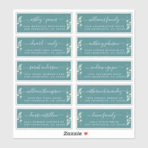 Groene Loof Huwelijks Gast Adreslabels Sticker