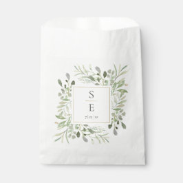 Groene Loof Monogram Beginletters Trouwen Bedankzakje