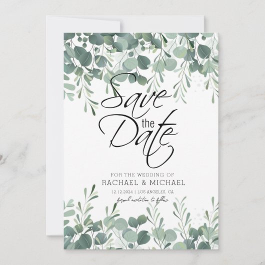 Groene Loof Uitnodiging Sjabloon voor Save the Dat (Voorkant)