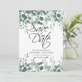 Groene Loof Uitnodiging Sjabloon voor Save the Dat (Staand voorkant)