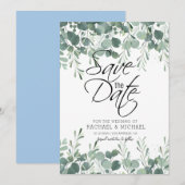 Groene Loof Uitnodiging Sjabloon voor Save the Dat (Voorkant / Achterkant)
