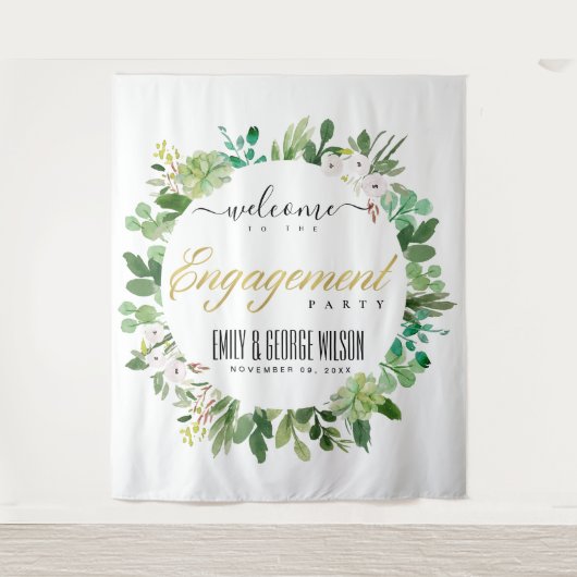 GROENE LOOFKRANS WATERCOLOR VERLOVING WELKOM WANDKLEED (Voorkant)