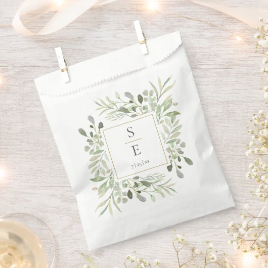 Groene Loofwerk Initiaal Bruiloft Bedankzakje (Geknipt)