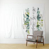 Groene Loofwerklijst Trouwfoto Achtergrond Wandkleed (In Situ (horizontaal))