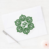 Groene Lotus Bloem Om op Wit Ronde Sticker (Envelop)