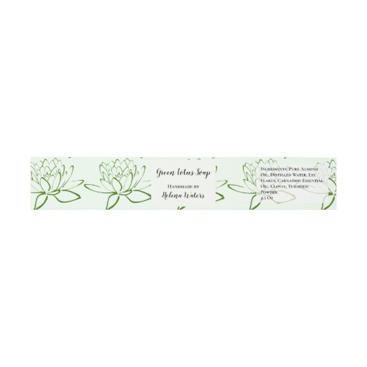 Groene Lotus Floral Artisanal Soap Band Wrap Uitnodigingen Wikkel (Vlak)