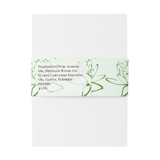 Groene Lotus Floral Artisanal Soap Band Wrap Uitnodigingen Wikkel (Achterkant Voorbeeld)