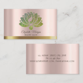 Groene Lotus Flower Glitter Roos Gold Beauty Salon Visitekaartje