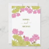 Groene Lotus Lily Flowers Weddenschap Indische bew Kaart (Achterkant)