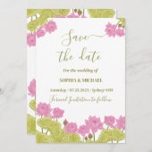 Groene Lotus Lily Flowers Weddenschap Indische bew Kaart (Voorkant / Achterkant)