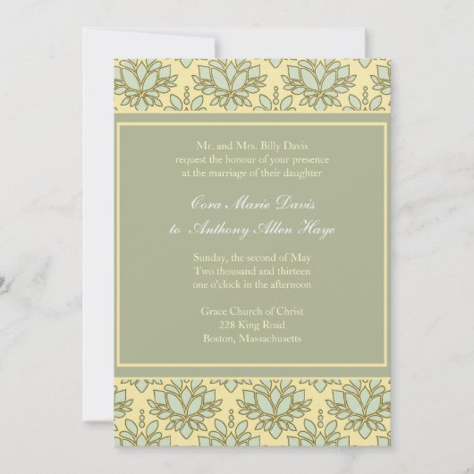 Groene Lotus past de Uitnodiging van de Wedding aa (Voorkant)
