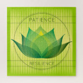 Groene Lotus Patience and Resilience Symbol Floral Legpuzzel (Verticaal)