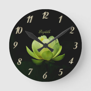 Groene Lotusbloem Landschap, Zen Ronde Klok