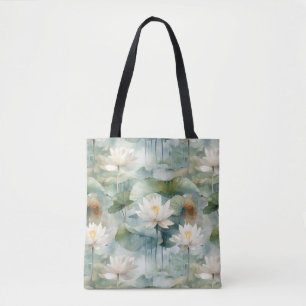 Groene Lotusbloemen Sereniteit Tote Bag
