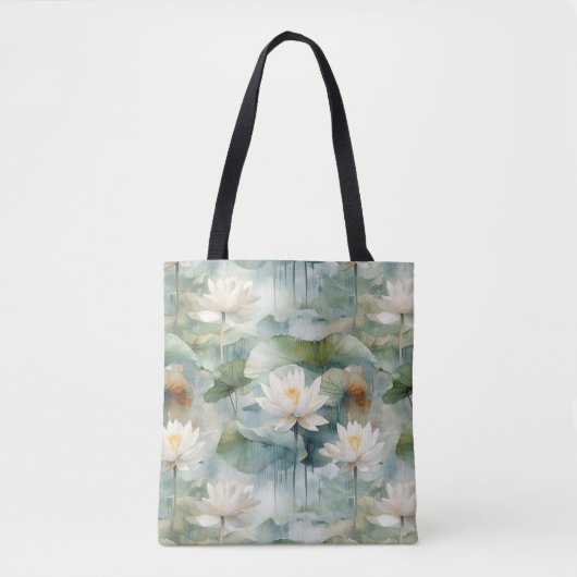Groene Lotusbloemen Sereniteit Tote Bag (Voorkant)