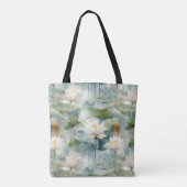 Groene Lotusbloemen Sereniteit Tote Bag (Achterkant)